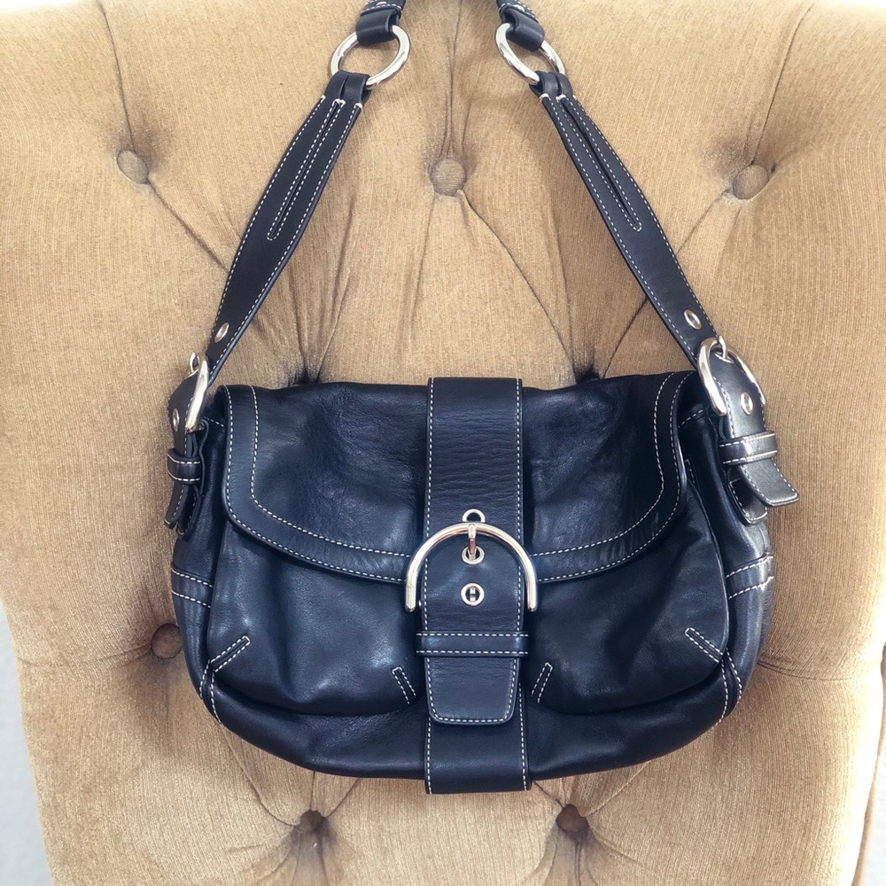 Coach Soho black leather shoulder bag